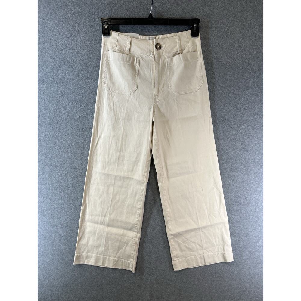 Anthropologie Maeve Colette Linen Blend Cropped Pants Size 26 Beige